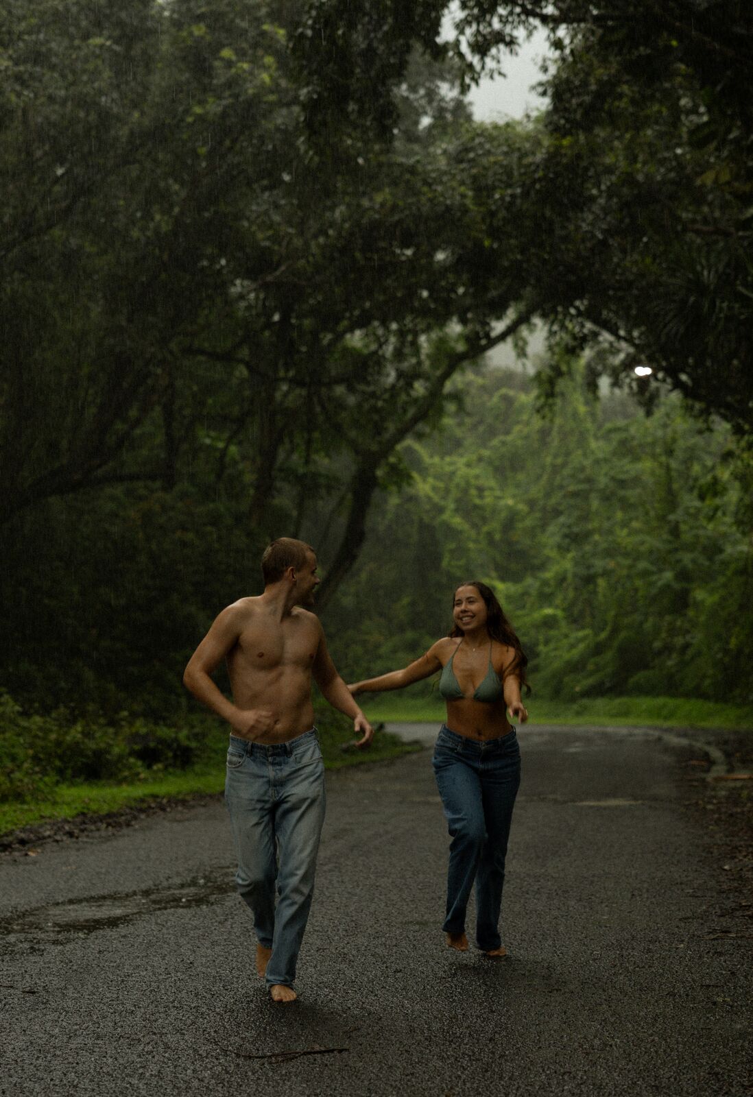 Noa & Mason — running through the rain