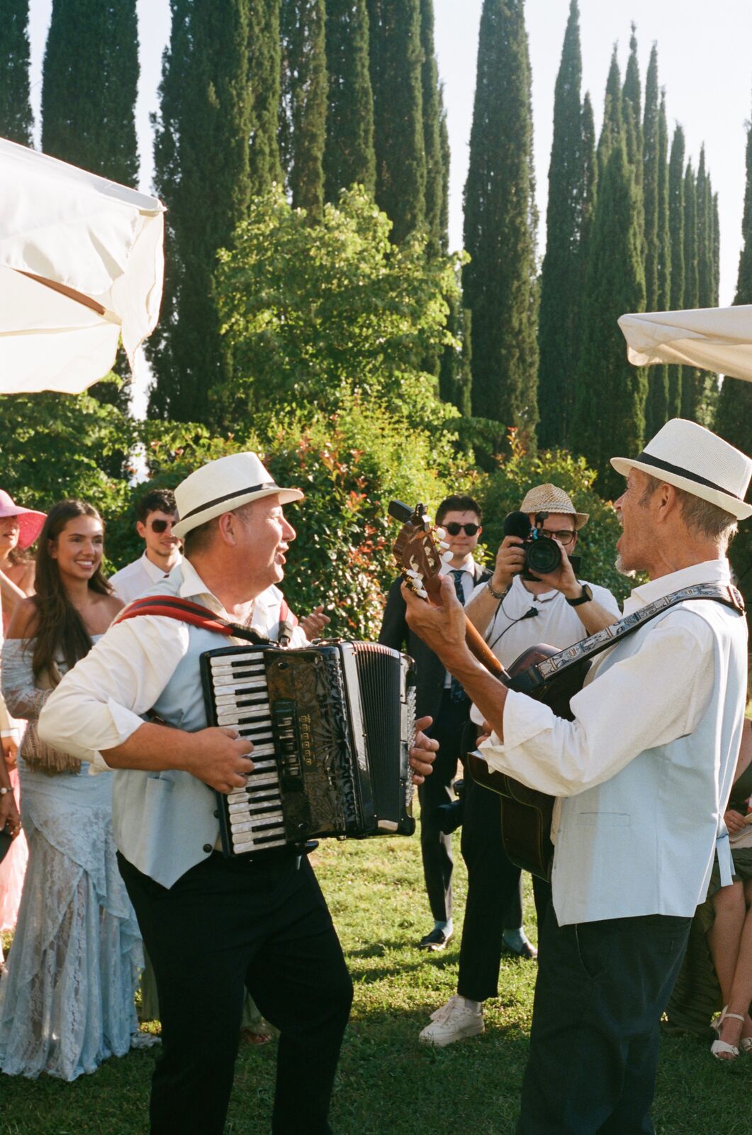 Noa & Mason — accordion players in the garden