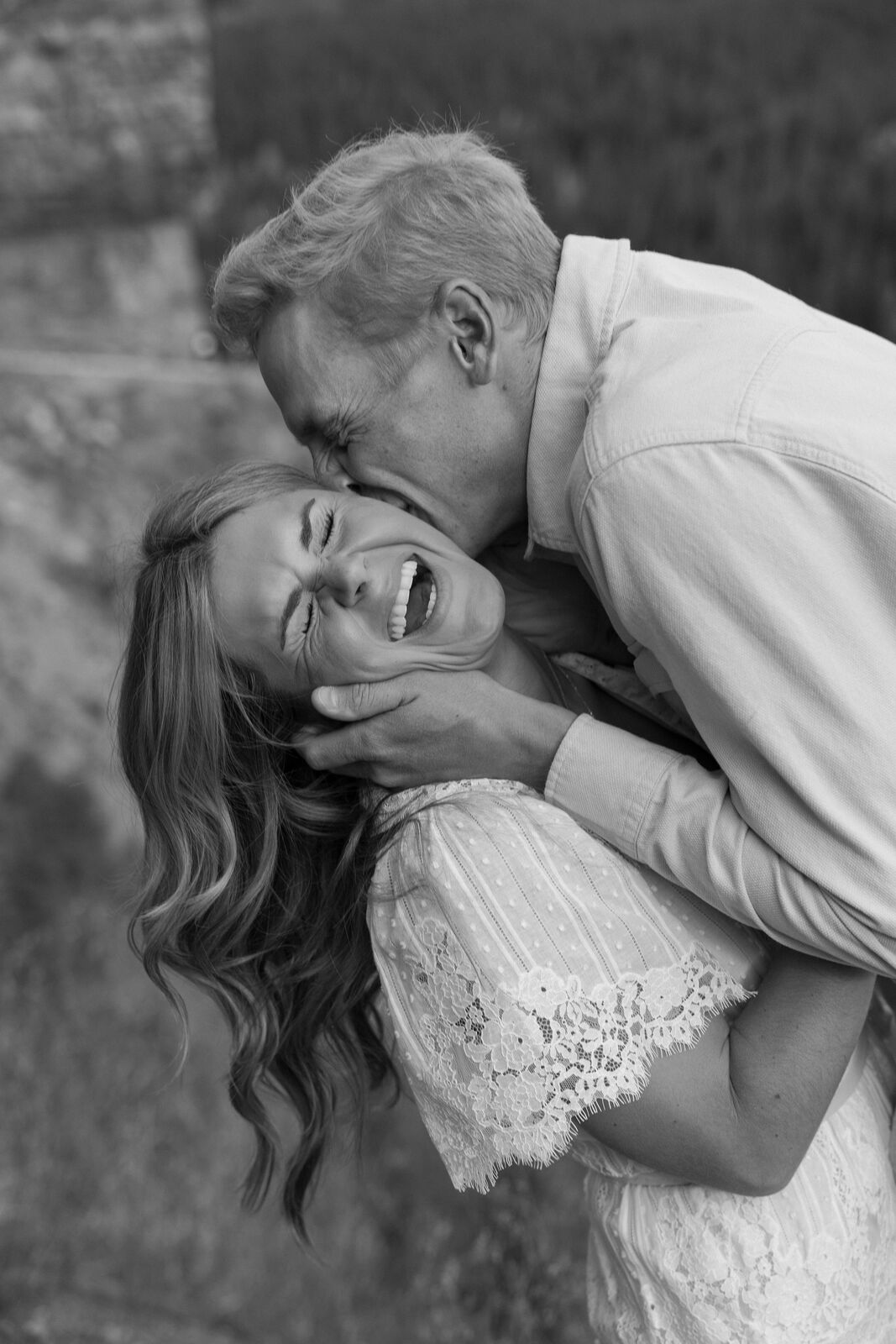 Shannon & Will — a laughing embrace, black and white film
